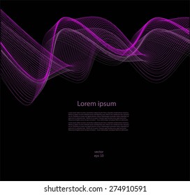 Abstract smooth waves on black background