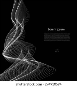 Abstract smooth waves on black background