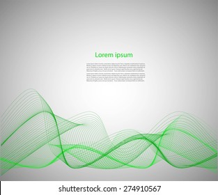 Abstract smooth waves on gray background with text