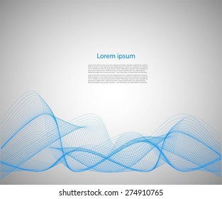 Abstract smooth waves on gray background with text
