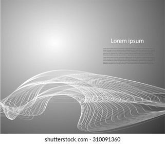 Abstract smooth waves on gray background