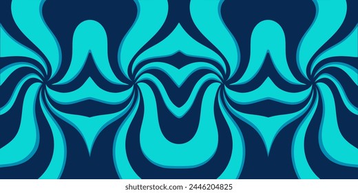 Abstract smooth waves ornament. Vector editable repeating isolated pattern. Ordered elements. Spiral rotation rays