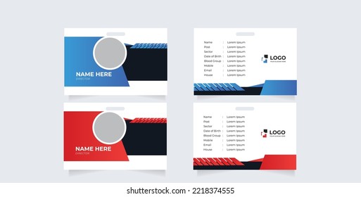 Abstract Smooth Wavy Id Card Design with Blurry Mesh Background Element, Professional Identity Card 