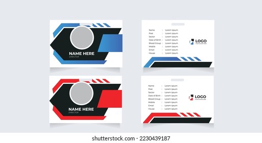 Abstract Smooth Wavy Id Card Design with Blurry Mesh Background Element, Professional Identity Card Template Vector for Employee