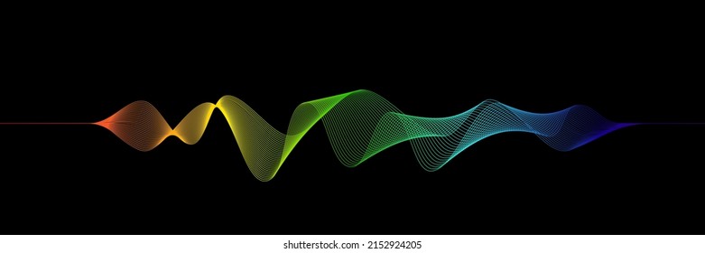 Abstract smooth wavy lines. Colorful dynamic wave. Vector design element for the concept of music, party, technology, modern