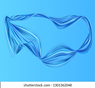 abstract smooth wavy thin curved lines graphic for design,blue