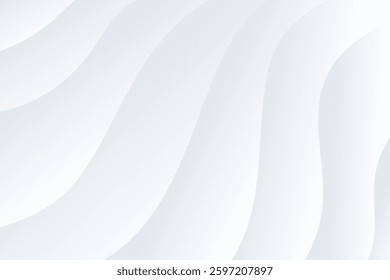 Abstract Smooth White and Light Gray Wave Background – Modern Soft Luxury Texture with Clean and Subtle Design for Elegant and Minimalist Vector Illustration.