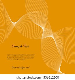 Abstract smooth white lines on yellow vector background with sample text