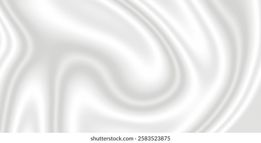 Abstract smooth white silk fabric texture with flowing satin waves, creating an elegant soft background. Perfect for luxury branding and design.