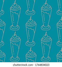 Abstract Smoothies And Cherry Pattern, Doodle Illustration, Vector Illustration EPS 10.