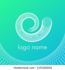 Abstract snail like loop outline logo design with modern colors and futuristic style.