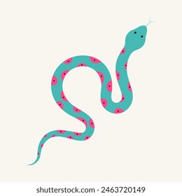 Abstract snake with colored geometric pattern. Vector illustration.