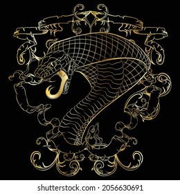 abstract snake illustration gold color and black background