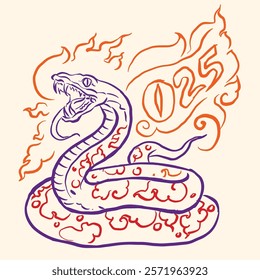 Abstract of snake for New Year card vector for illustration card, decoration, decoration
