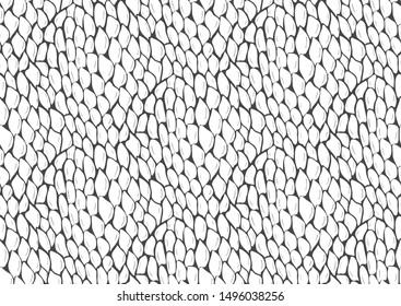 Abstract snake skin seamless pattern for fabric design. Vector illustration background. Monochrome animal texture. 