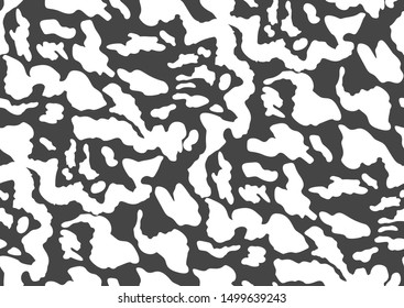 Abstract snake skin seamless pattern for fabric design. Vector illustration camouflage background. Monochrome animal texture. 