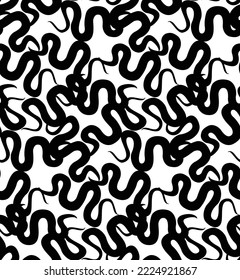 Abstract Snake Swirl Black Stripes Seamless Monochrome Minimalist Pattern Trendy Fashion Colors Perfect for Allover Fabric Print or Wrapping Paper Isolated White Background