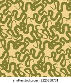 Abstract Snake Swirl Stripes Seamless Monochrome Minimalist Pattern Trendy Fashion Colors Perfect for Allover Fabric Print or Wrapping Paper Olive Green Ecru Tones