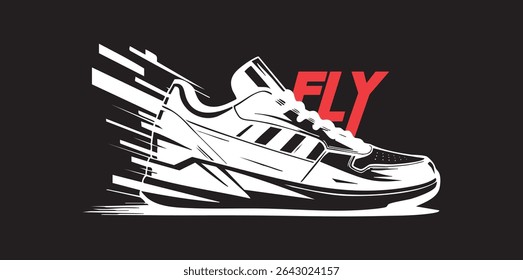Abstract Sneaker Logo Design for Athletic Sports, Casual Shoes Poster