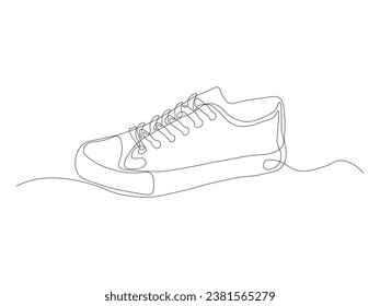 Esnezal abstracta, zapato con cordones , dibujo continuo de una línea de arte