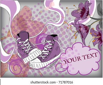 abstract sneakers on Floral background