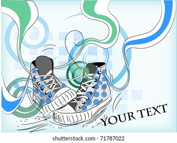 abstract sneakers on Floral background