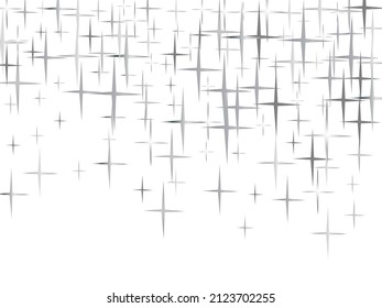 Abstract Snow Flake with Bokeh Sparkling blurred White and Gray  Cute print starry sky. Gray Starlit Card. Confetti Fall Chaotic Decor.