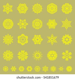 Abstract Snow flakes background. Vector Christmas sketch. Vector snowflake set on a neutral background.