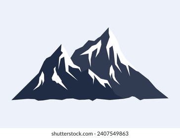 Abstract Snow Mountain in dark blue color landscape flat design. Vector illustration