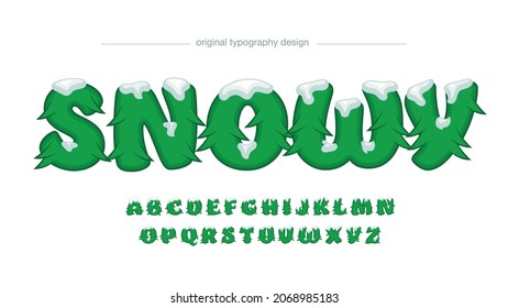 abstract snow tree christmas letters typography
