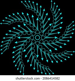 Resumen de copo de nieve del 2022 en un fondo negro. Ilustración de copo de nieve para joyería.