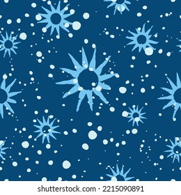 Abstract snowflake, blob, polka dot, spot seamless repeat pattern. Vector illustration. Pattern for print, wallpaper, textile, fashion, scrapbooking, gift wrap, cover.