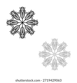 Copo de nieve Abstractas con el Vector negro del motivo de la cigarra aislado en blanco