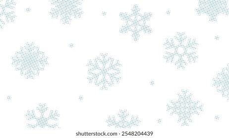 Abstract snowflake halftone pattern with perfect round dot, on transparent background. Minimal clean modern banner backdrop. Vector illustration