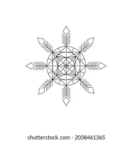 Abstract snowflake icon isolated on white background. Editable contour. Cold sign. Simple vector illustration.