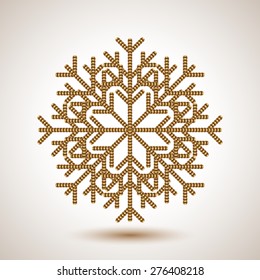 Abstract snowflake with imitation of sequins for Christmas greeting cards, advertising and other creative designs. Editable vector with several layers. Eps 10