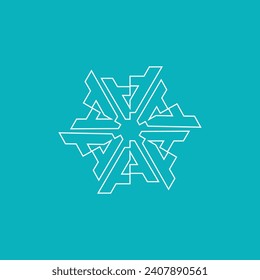 Abstract snowflake logo for conditioning, technology, cooler company. Logo of the letter A in the form of a snowflake. A simple and stylish icon or pictogram for your brand or website.