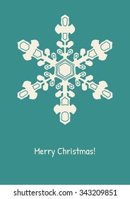 Abstract snowflake on color background. Christmas card. New Year illustration. Holiday design. Winter backdrop. Vector illustration.