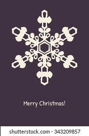 Abstract snowflake on color background. Christmas card. New Year illustration. Holiday design. Winter backdrop. Vector illustration.