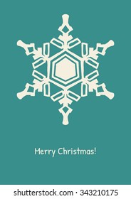 Abstract snowflake on color background. Christmas card. New Year illustration. Holiday design. Winter backdrop. Vector illustration.
