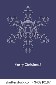 Abstract snowflake on color background. Christmas card. New Year illustration. Holiday design. Winter backdrop. Vector illustration.