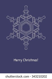 Abstract snowflake on color background. Christmas card. New Year illustration. Holiday design. Winter backdrop. Vector illustration.