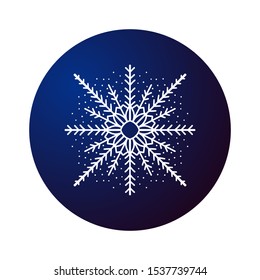 Abstract snowflake on navy Christmas ball. Vector New Year decoration.