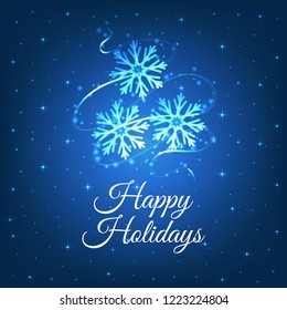 Abstract snowflake shining  background. Christmas greeting, winter time. Vector illustration.