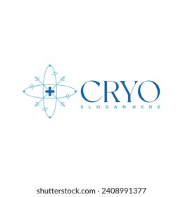 Resumen del signo de copo de nieve para los diseños del logo de la crioterapia. Ilustración del vector
