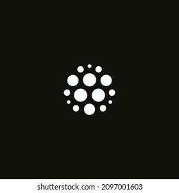 Signo de copo de nieve abstracto, icono de rotación circular de refresco, signo de puntos de carga, símbolo inusual del ventilador de aire, emblema mínimo del acondicionador. Ilustración vectorial.