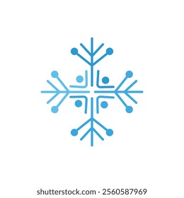 Abstract snowflake vector graphic, holiday symbol, modern design with a gradient blue color. 
