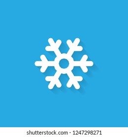 abstract snowflake, vector illustration in flat on blue