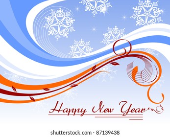 abstract snowflakes,  background with floral wave concept for happy new year