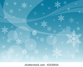 Abstract Snowflakes Background (Vector) - No Transparencies